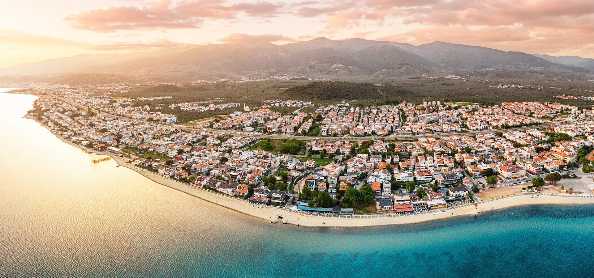 Akcay Edremit waterfront promenade beaches and Kazdaglari backdrop