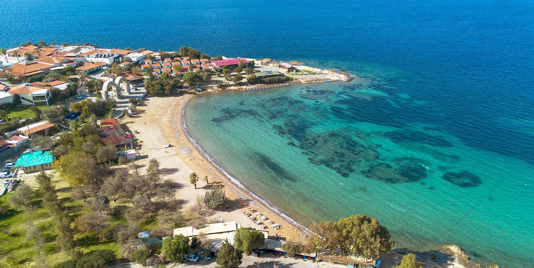 Akkum Beach turquoise Aegean water Sığacık Seferihisar İzmir Turkey
