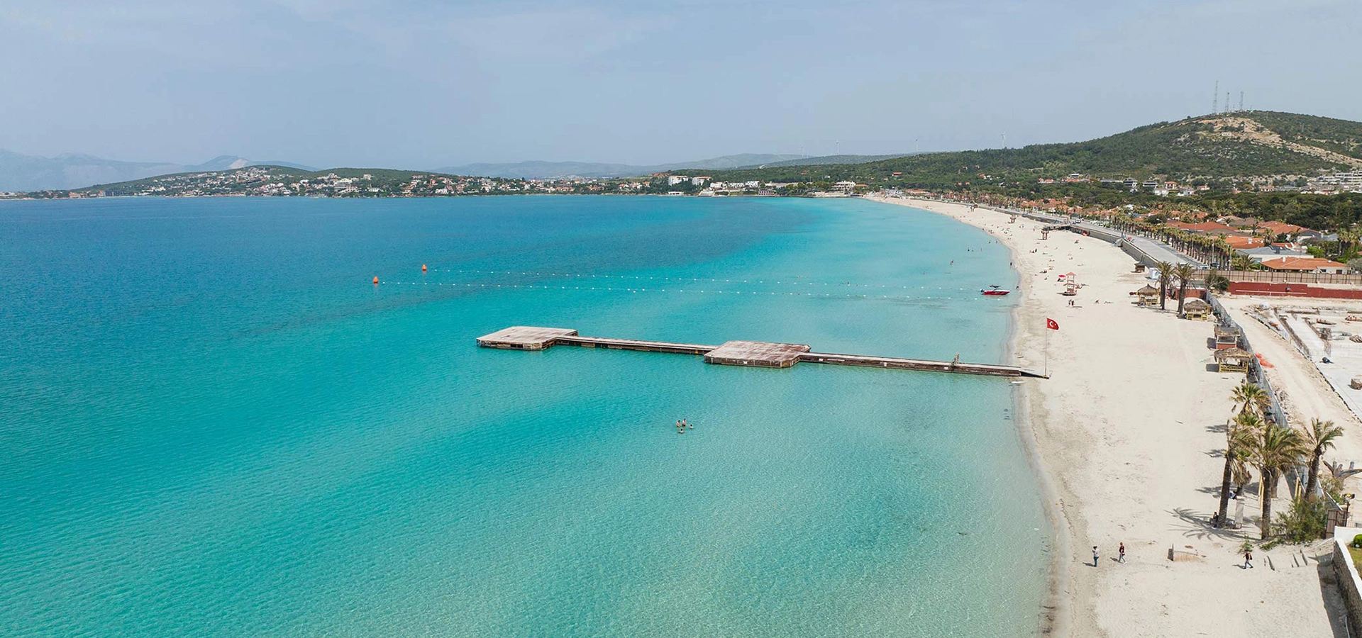 Altinkum Beach golden sand turquoise water Cesme Izmir Turkey