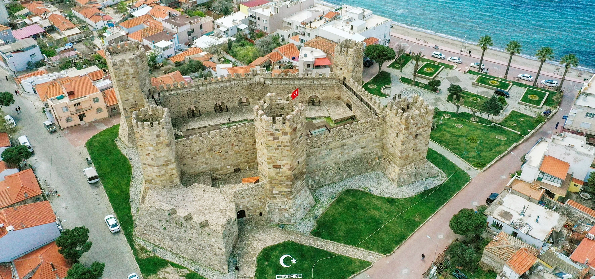 Candarlı Castle medieval coastal fortress overlooking Aegean Sea Izmir Turkey