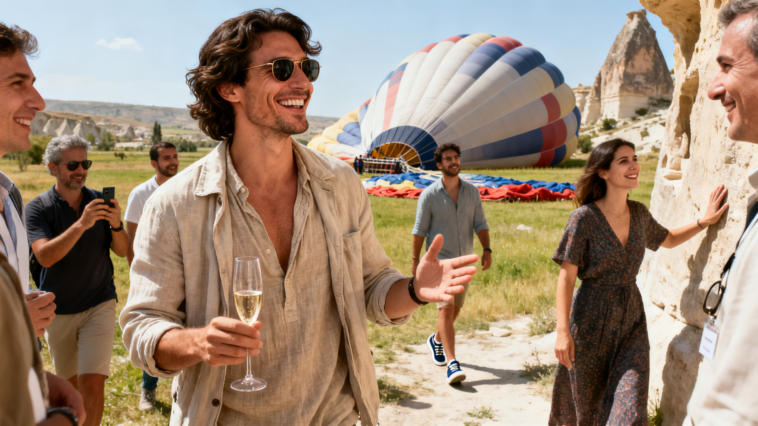 Champagne ceremony after Cappadocia comfort balloon flight