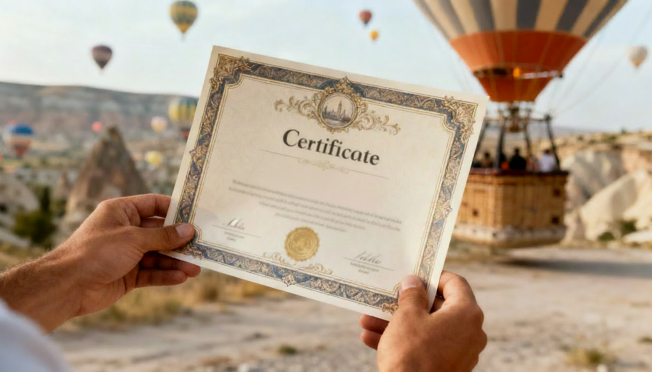 Cappadocia comfort balloon flight certificate