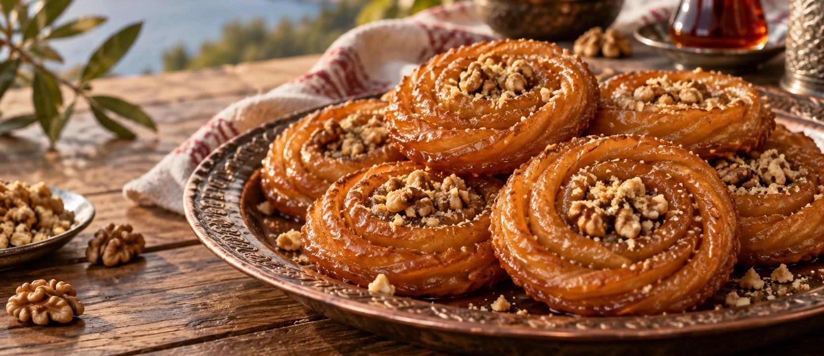 Traditional Cennet Küngü spiral syrup dessert from Armutlu Yalova