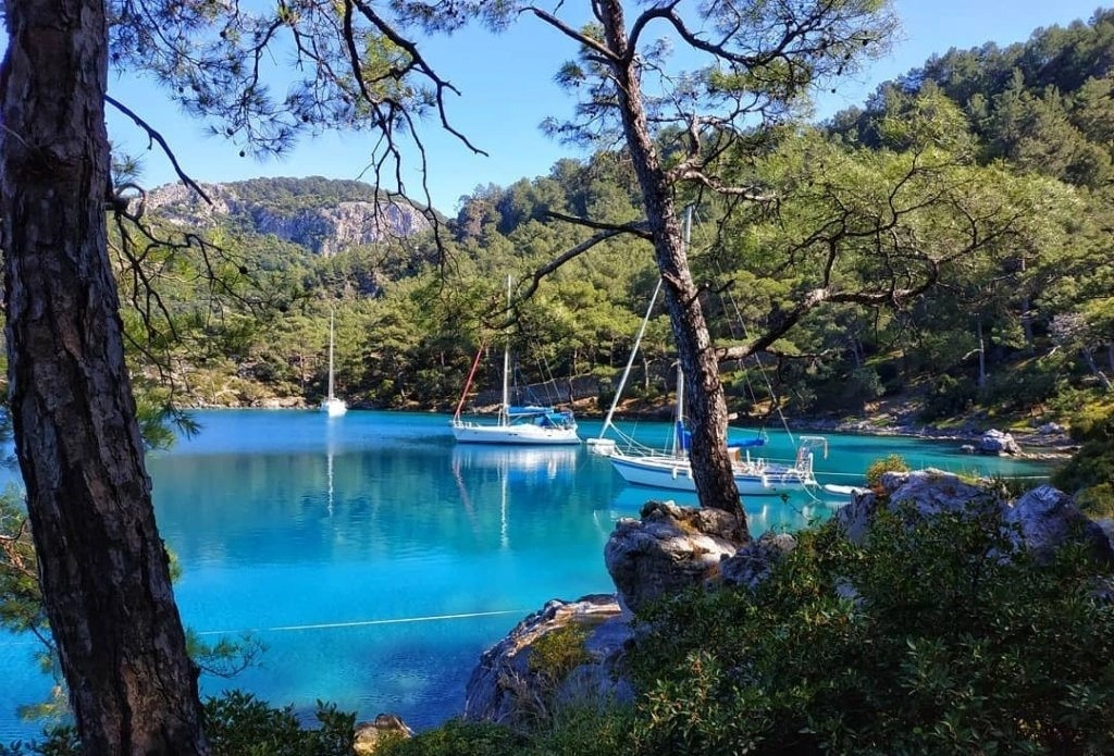 Sunken Turkish Bath ruins in Monastery Bay Gocek