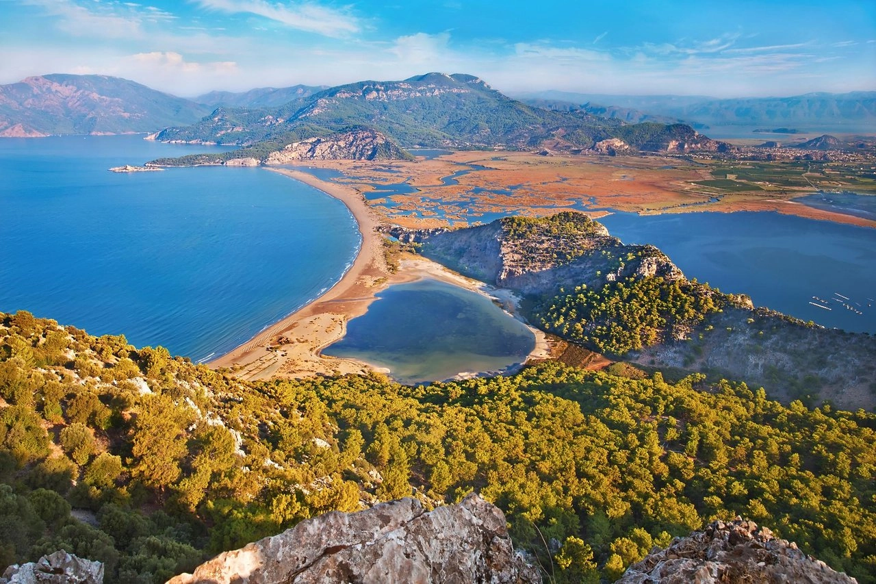 Dalyan river and Lycian rock tombs in Turkey