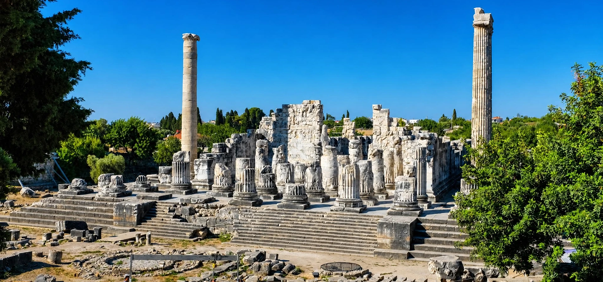 Monumental columns and architectural remains of the Temple of Apollo at Didyma Türkiye