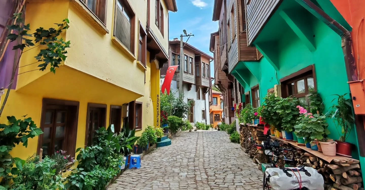 Historic Ottoman houses and old streets in Edincik near Bandirma and Erdek Balikesir