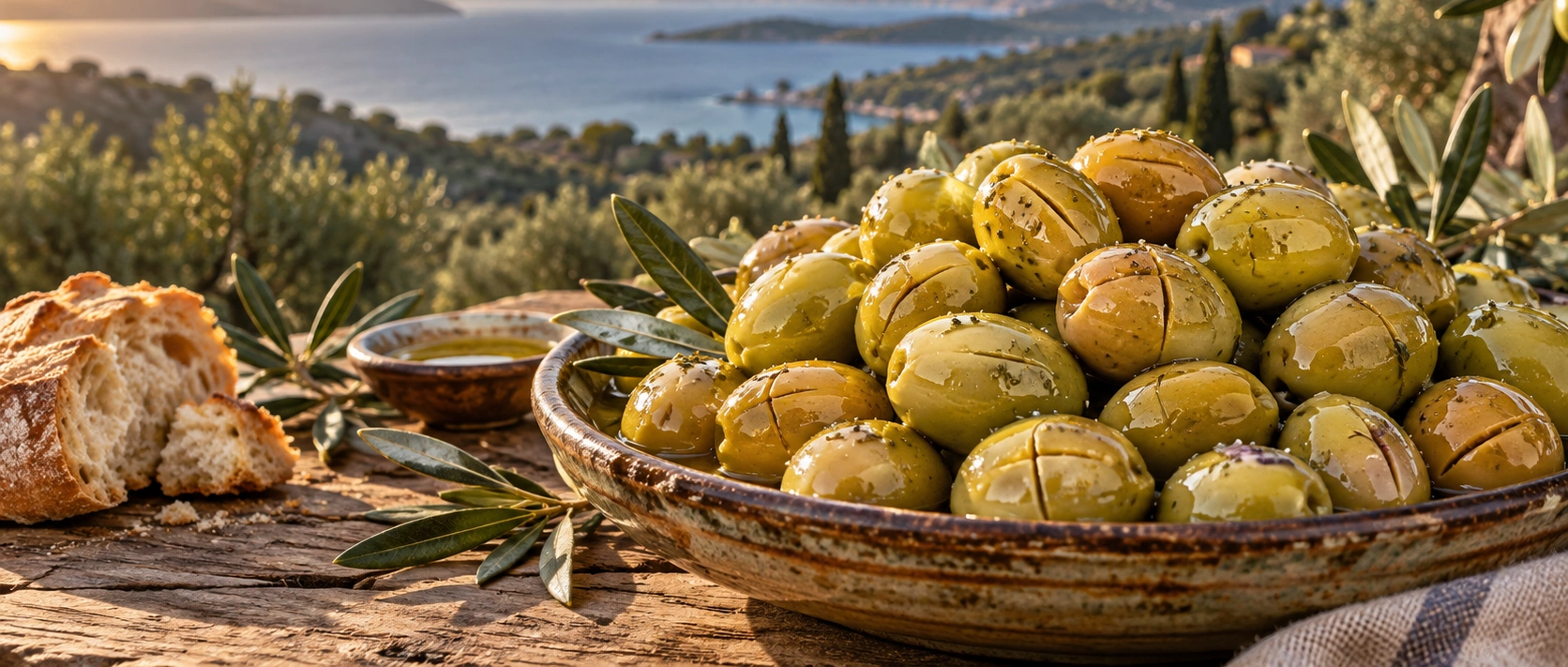 Traditional Edremit Bay green scratched olives and olive tasting experience