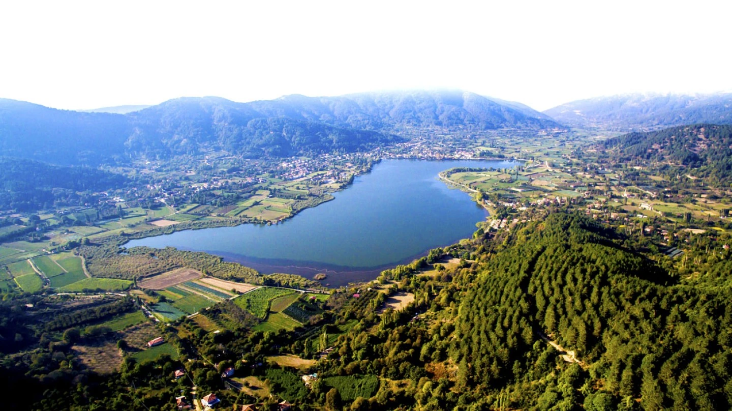 Gölcük Lake and mountain landscape near Ödemiş İzmir Turkey