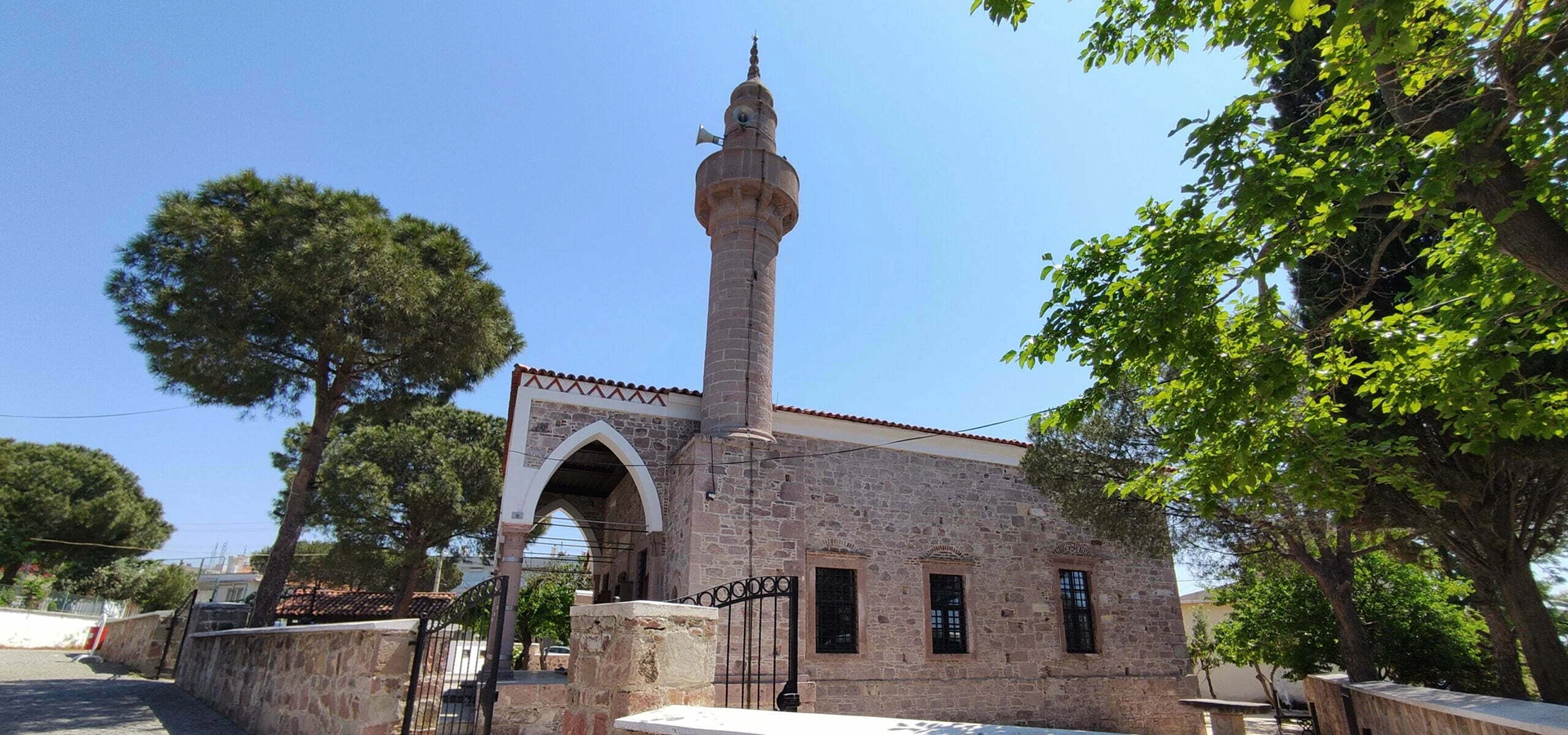 Hamidiye Mosque Ayvalik red stone Ottoman mosque