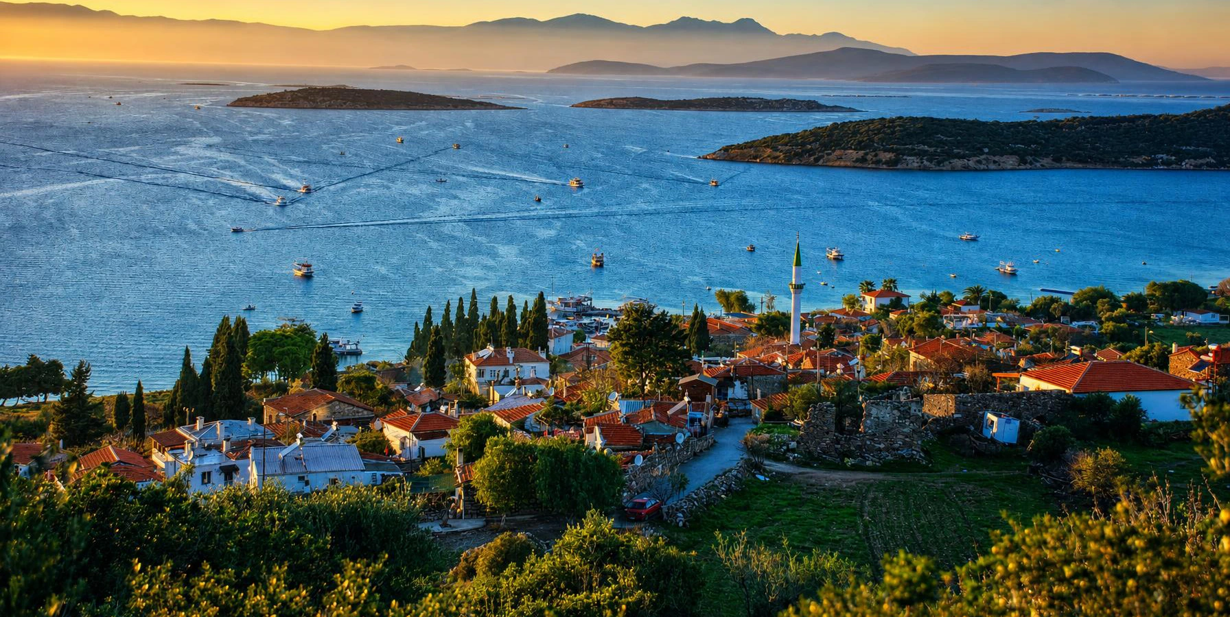 Ildiri village and ancient Erythrai on the Aegean coast of Cesme Izmir Turkey