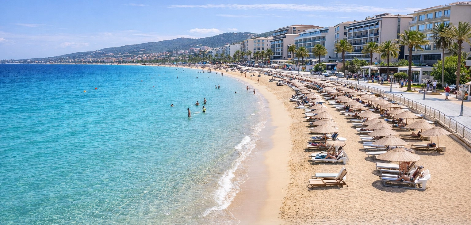 Ilica Beach shallow turquoise sea Cesme Izmir Turkey