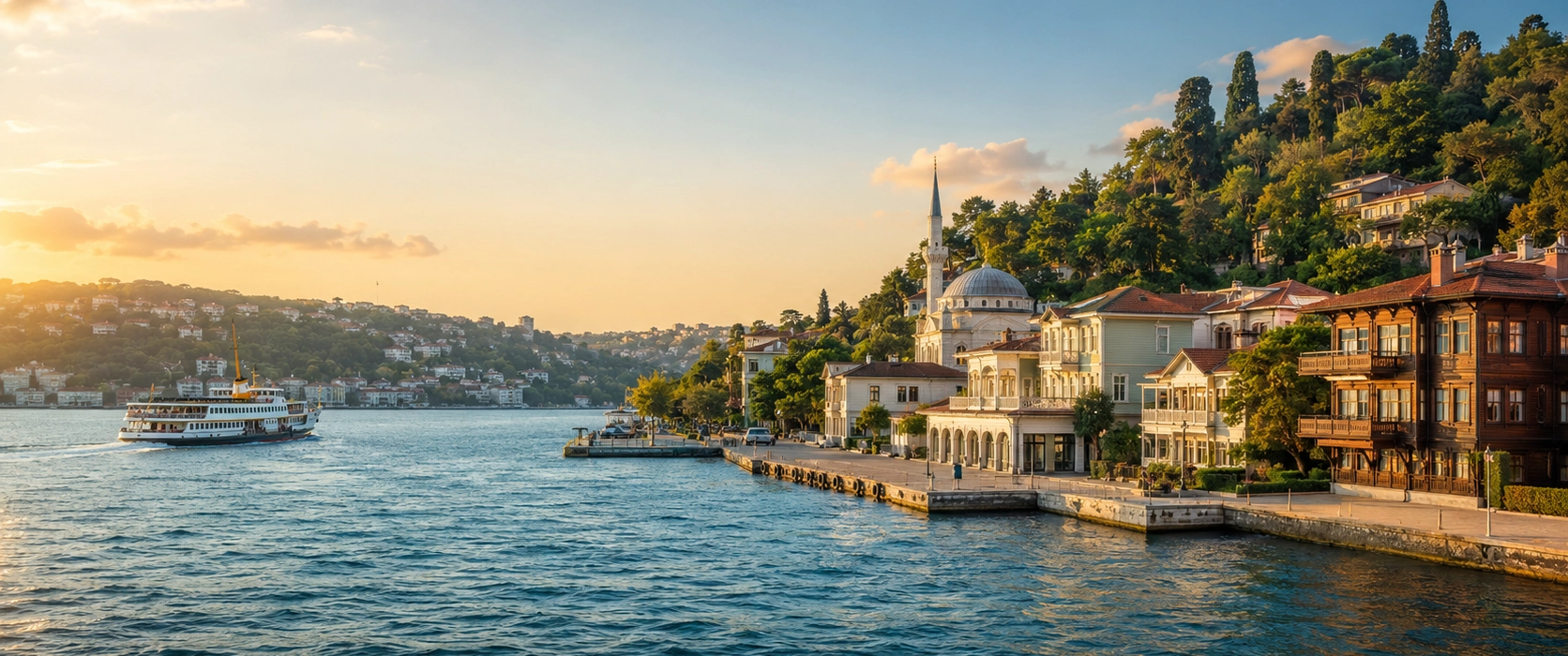 Kanlica Istanbul Bosphorus waterfront ferry pier and historic neighborhood