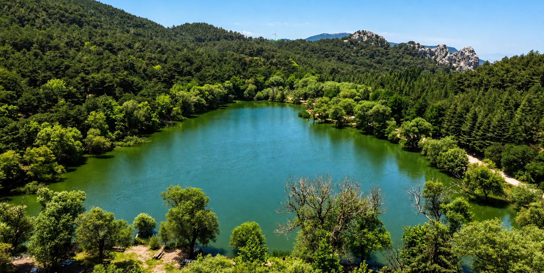 Karagol Nature Park lake and forest on Yamanlar Mountain in Izmir Turkey