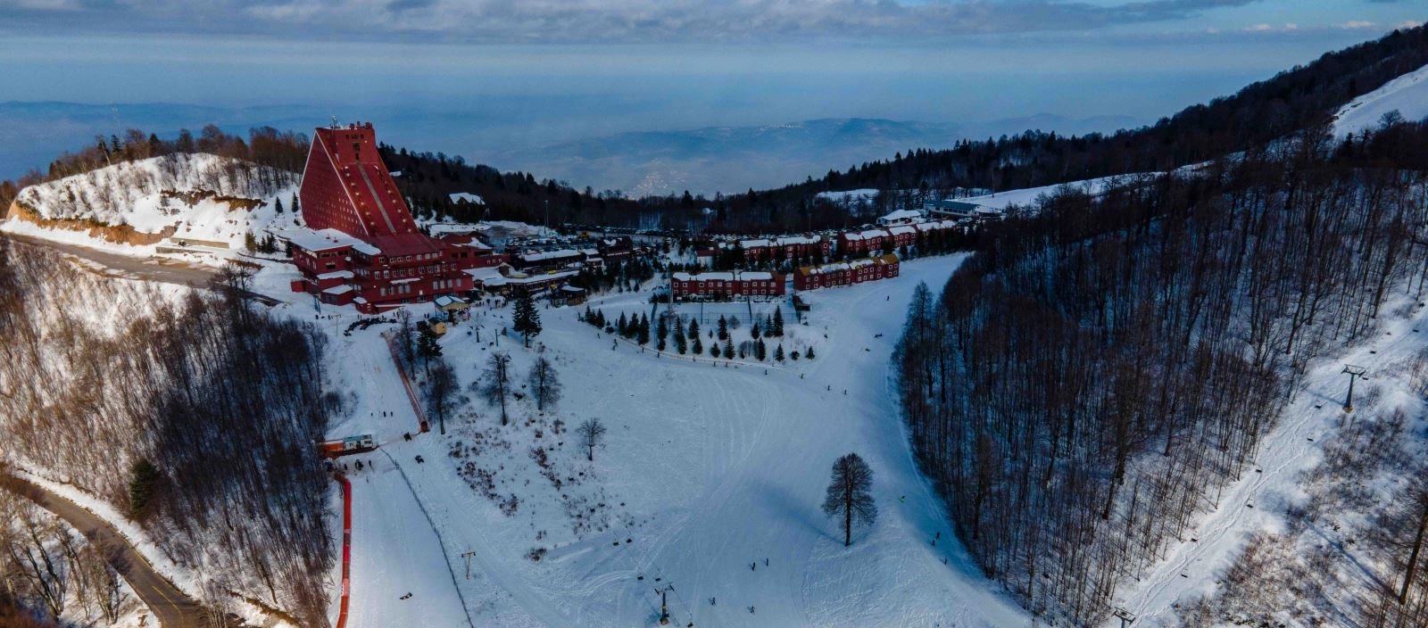 Kartepe mountain Kocaeli winter snow forest near Sapanca Lake Turkey