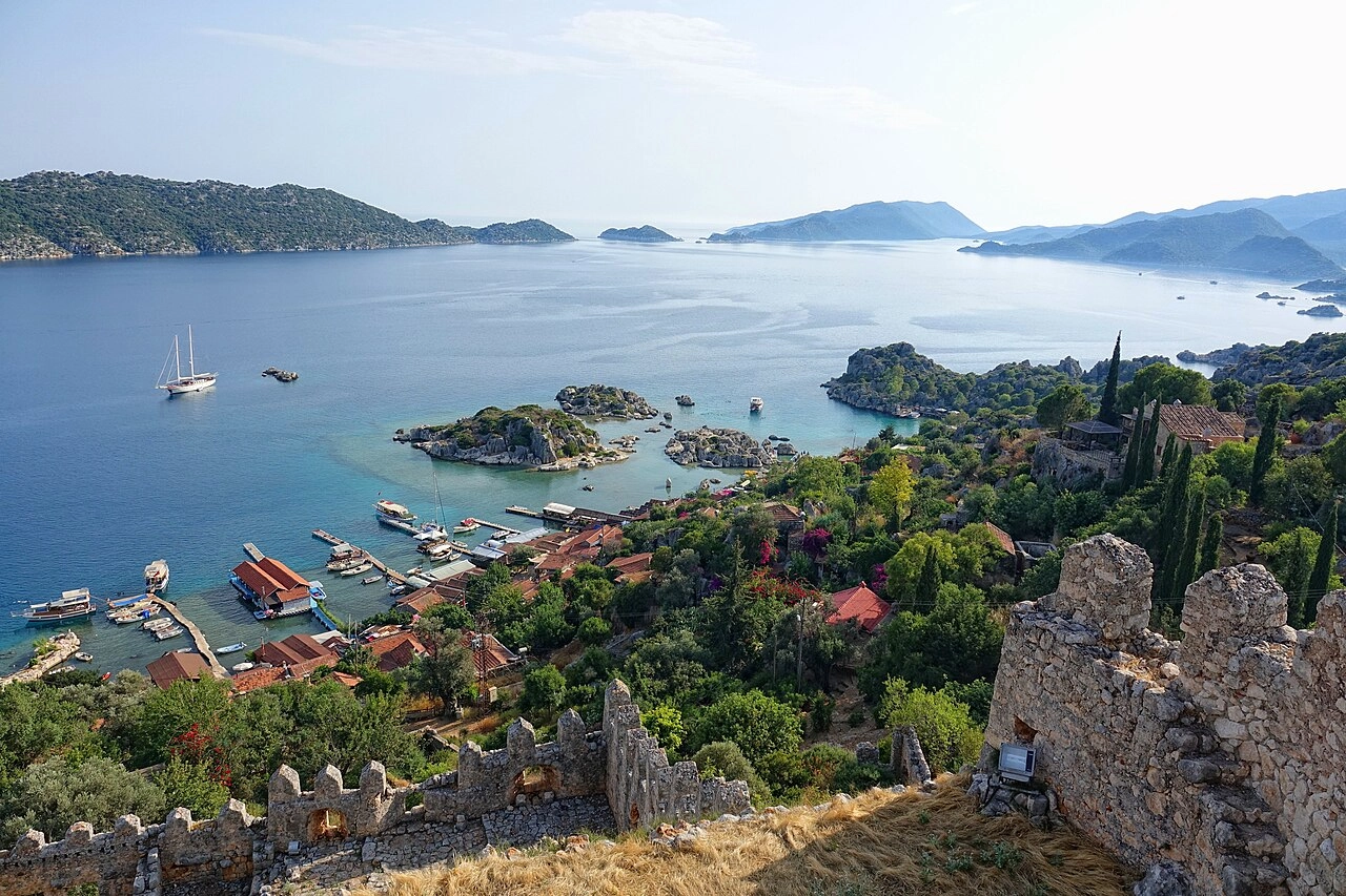 Kekova Sunken City seen from a gulet