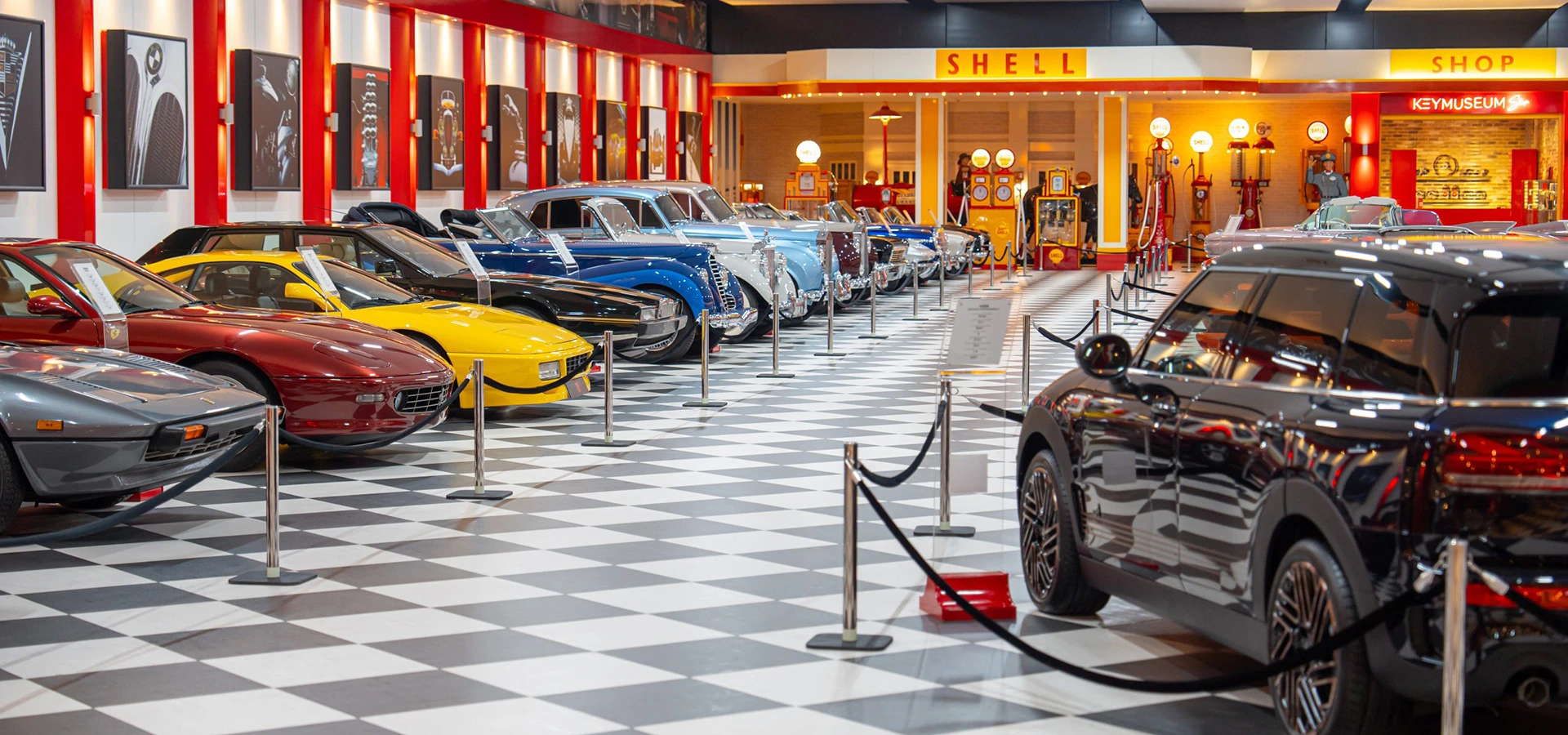 Classic automobiles displayed inside Key Museum Torbali Izmir Turkey