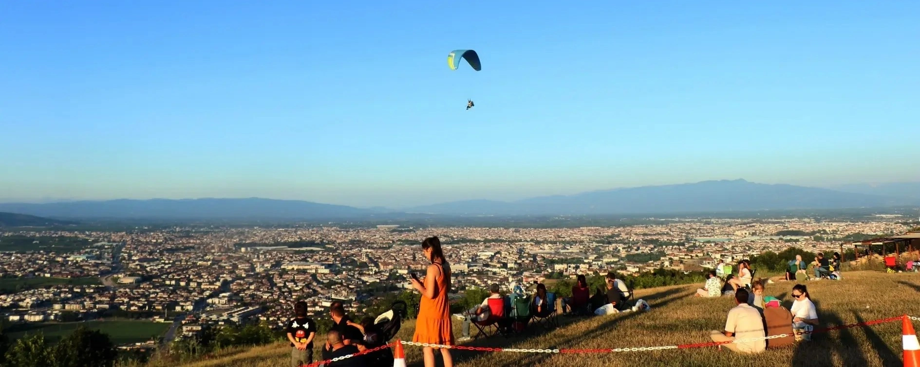Kirantepe paragliding hill Serdivan Sakarya Turkey colorful paraglider and panoramic landscape