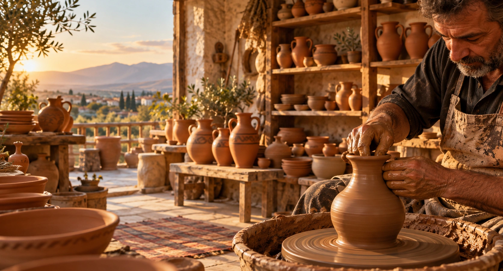 Traditional Menemen pottery and Larissa archaeology private Izmir cultural tour