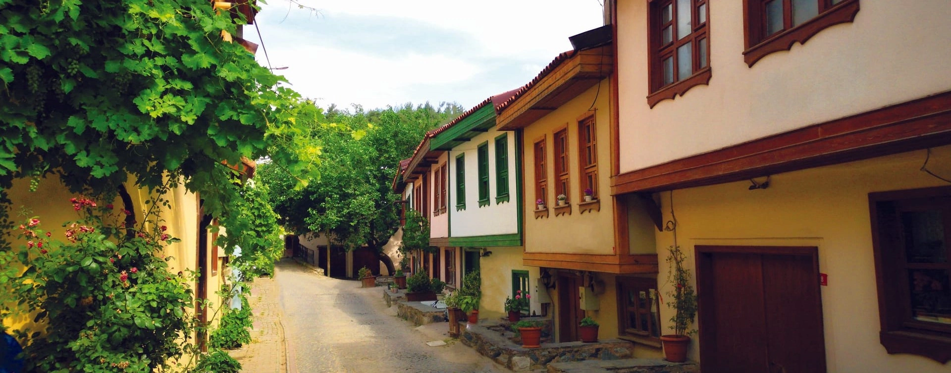 Traditional colorful houses and green landscape of Misi Village Bursa Turkey