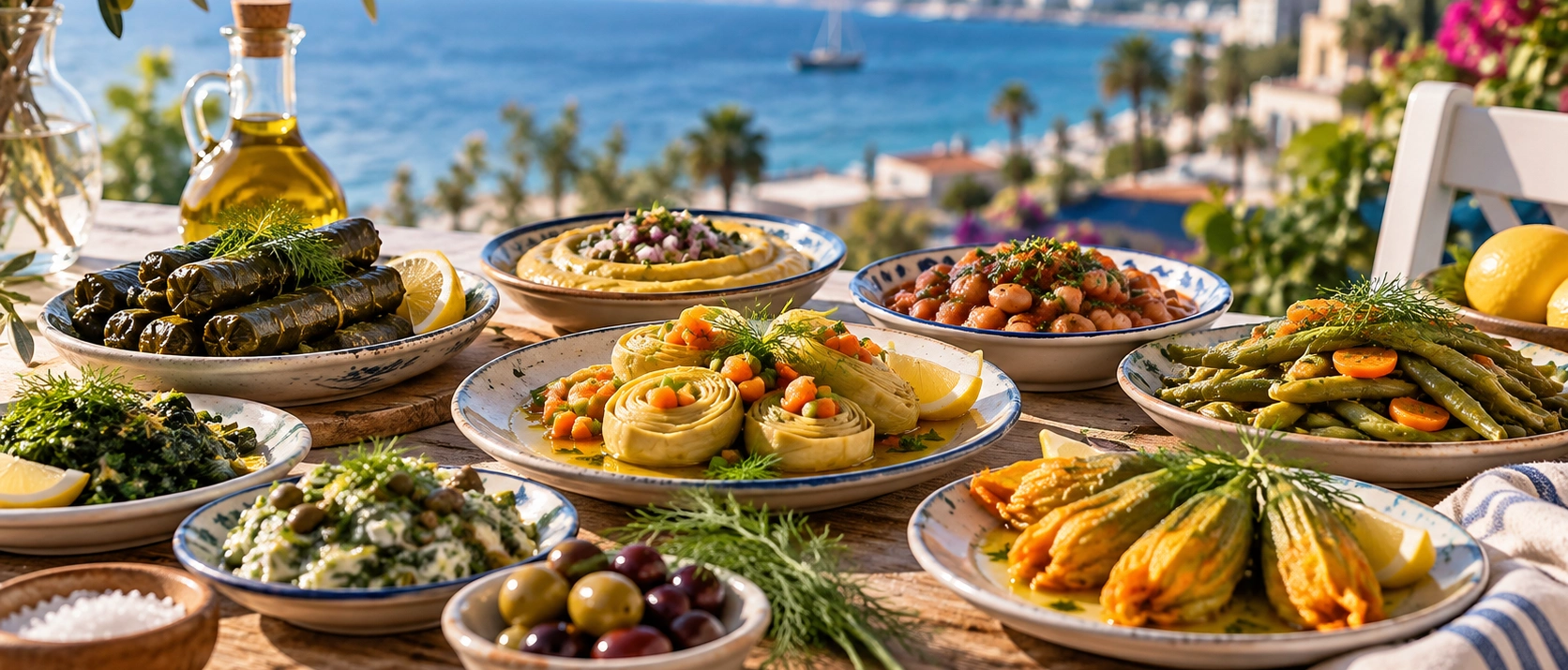 Traditional olive oil dishes and Aegean mezes in Izmir