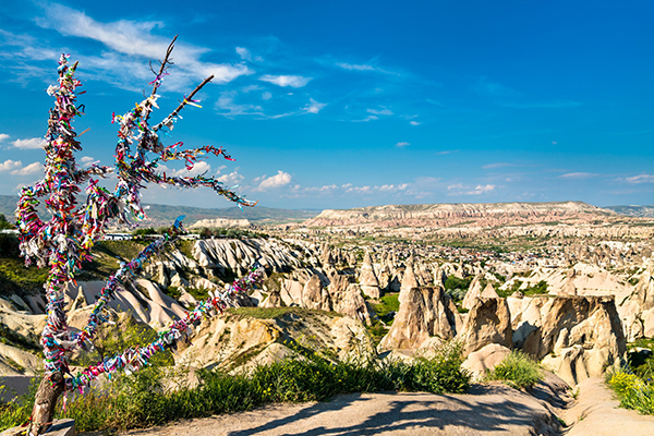 Pigeon Valley and Uchisar Castle view in Cappadocia