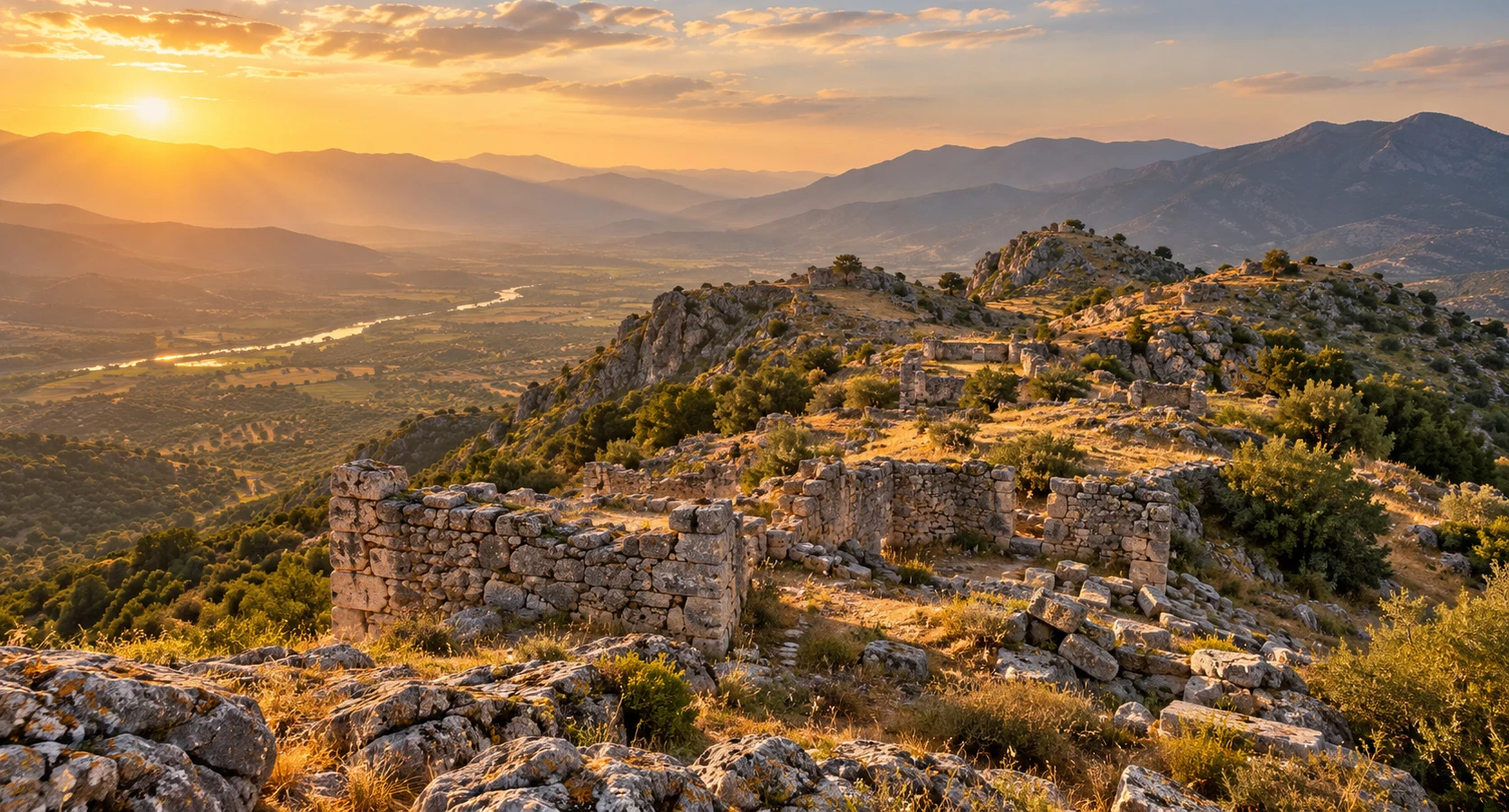 Mountainous landscape of the Akçay Valley near the ancient settlement of Piginda
