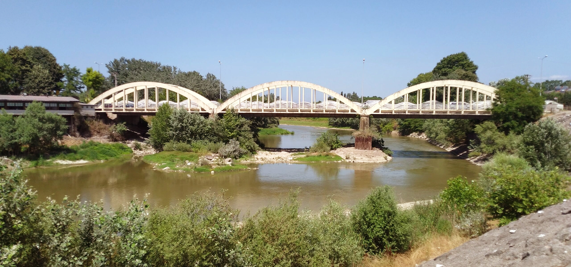 Historic Sakarya Bridge reinforced concrete arches over Sakarya River Adapazari Turkey