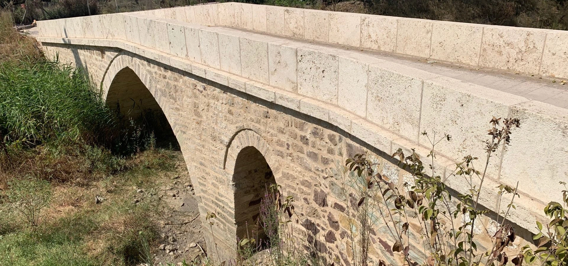 historic Taşköprü stone bridge in Çiftlikköy Yalova Turkey