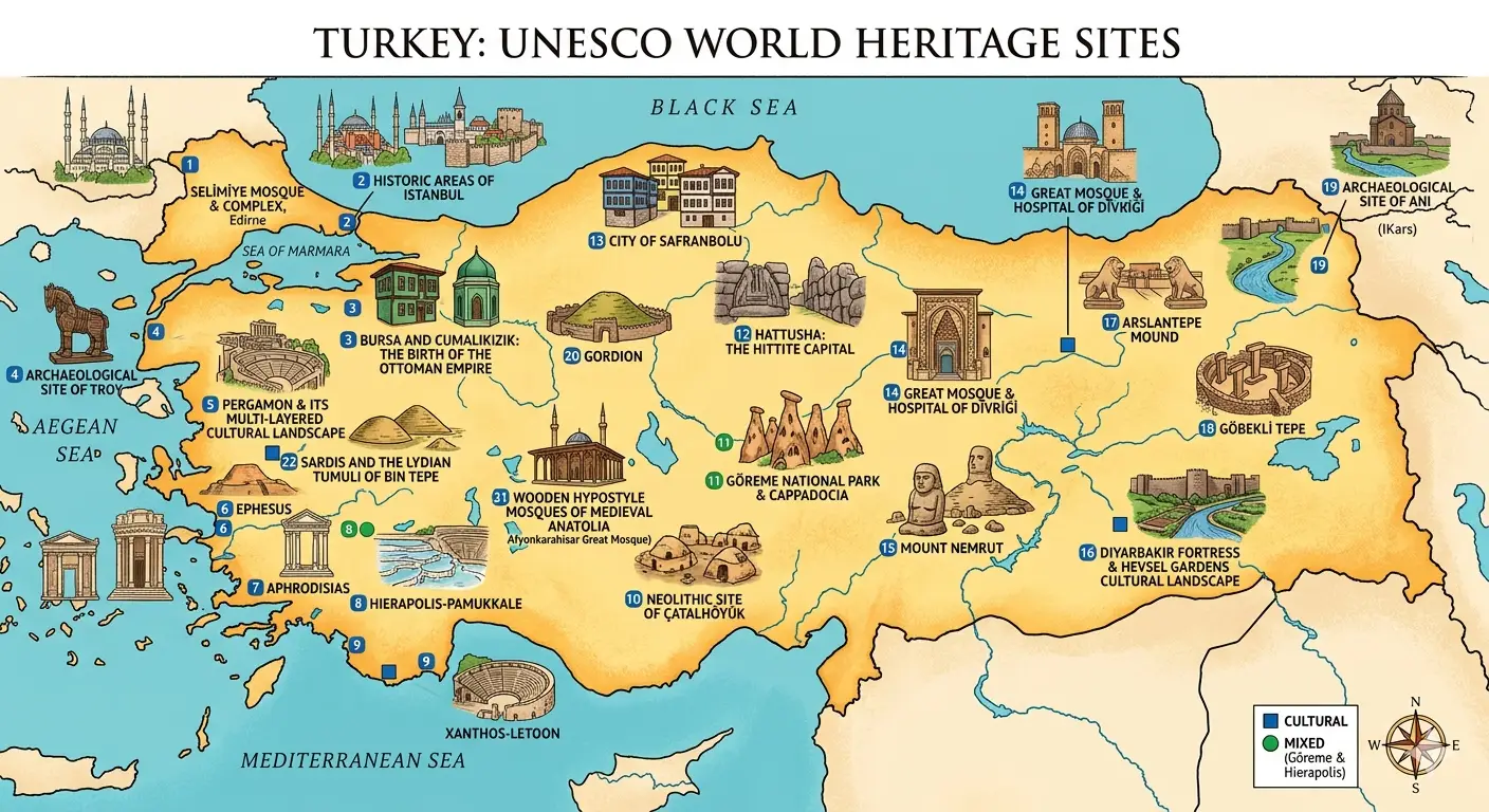 UNESCO Sites in Turkey including Permanent List and Tentative List destinations