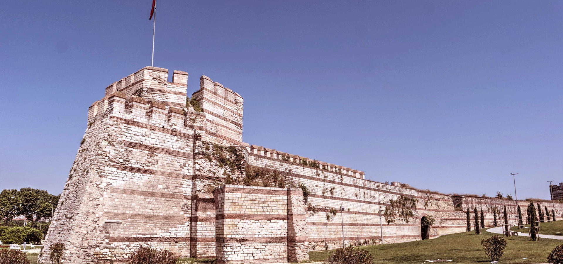 Walls of Constantinople historic Byzantine fortifications Istanbul Turkey