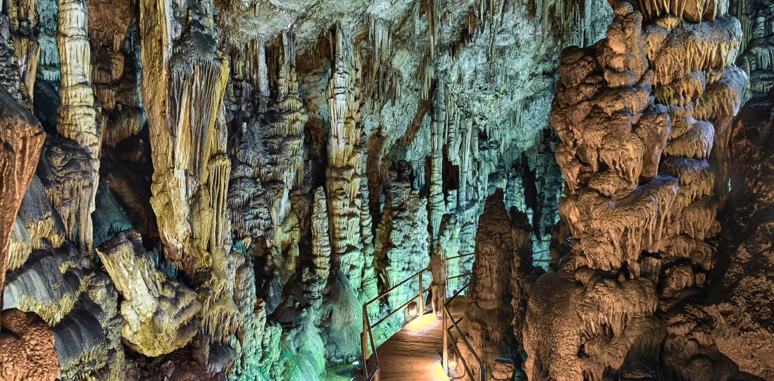 Turquoise water inside Zeus Cave near Güzelçamlı and Kuşadası in Aydın Türkiye